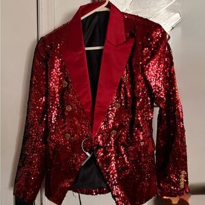 Sparkling Red Sequin Blazer